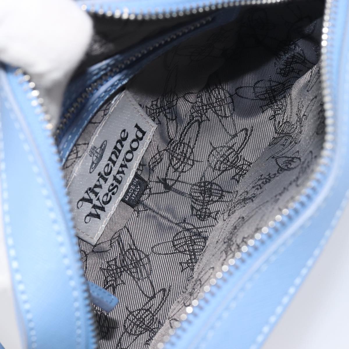 Vivienne Westwood Shoulder Bag Leather Light Blue Silver Auth am13035V