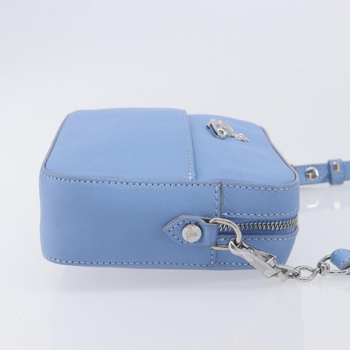 Vivienne Westwood Shoulder Bag Leather Light Blue Silver Auth am13035V