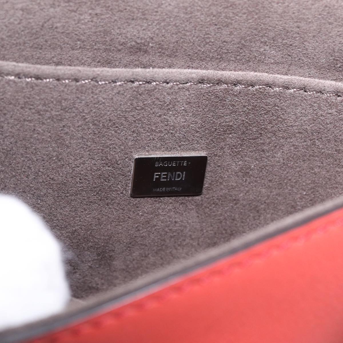 FENDI Double Micro Bucket Chain Shoulder Bag Leather Gray 8M0371 Auth am13036V