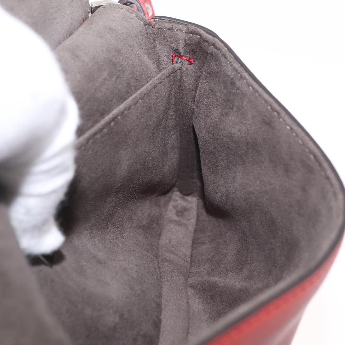 FENDI Double Micro Bucket Chain Shoulder Bag Leather Gray 8M0371 Auth am13036V