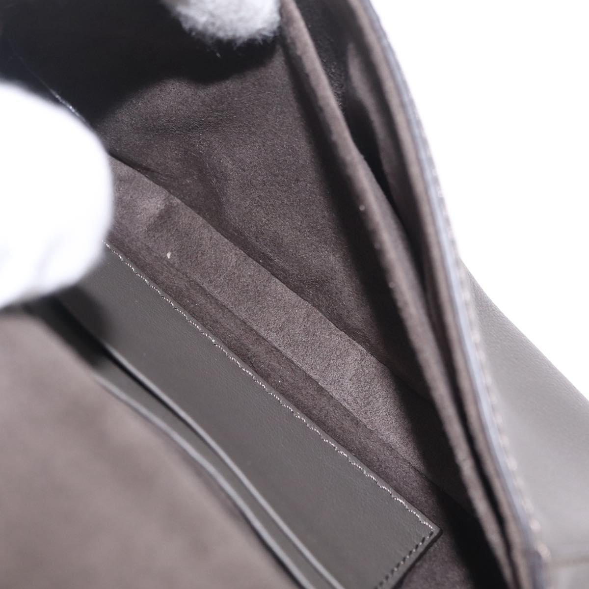 FENDI Double Micro Bucket Chain Shoulder Bag Leather Gray 8M0371 Auth am13036V