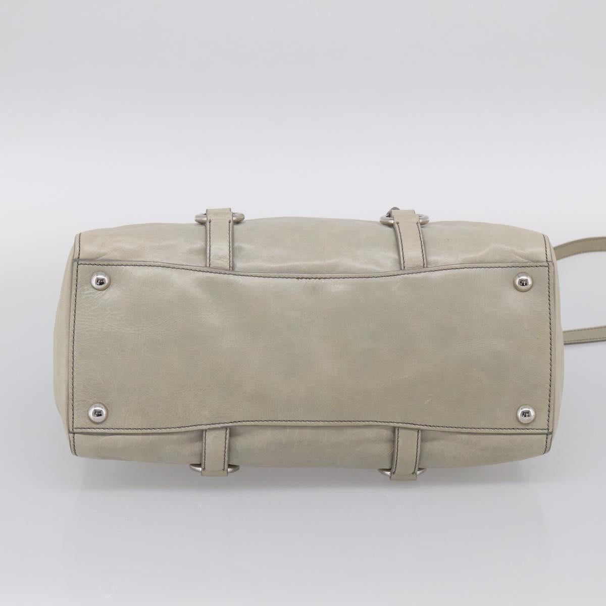 Miu Miu Tote Bag Leather Gray Silver Auth am13037V
