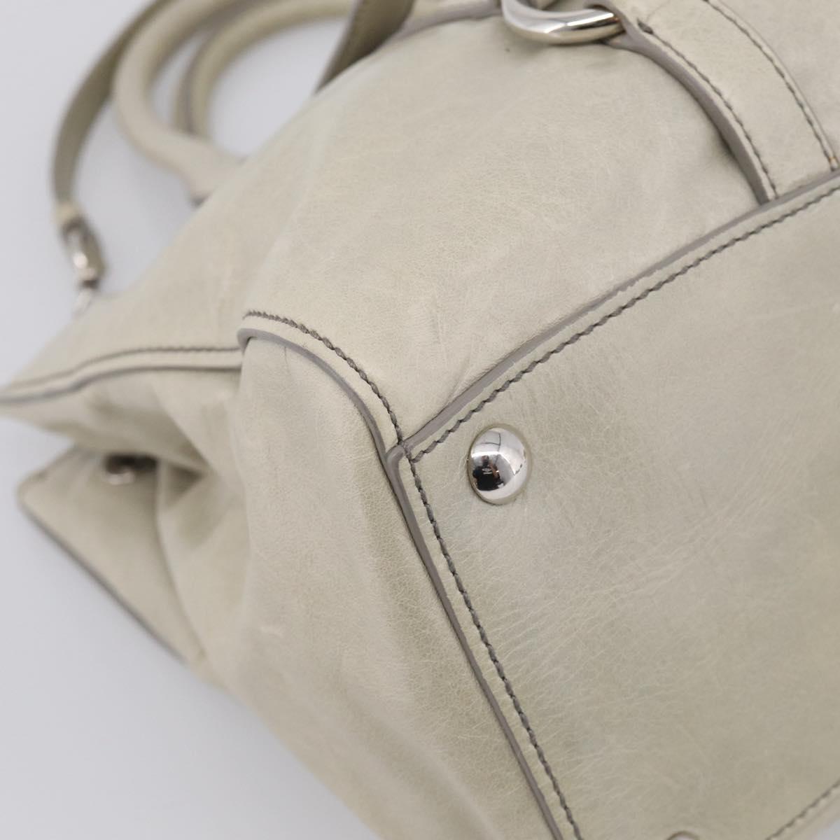 Miu Miu Tote Bag Leather Gray Silver Auth am13037V