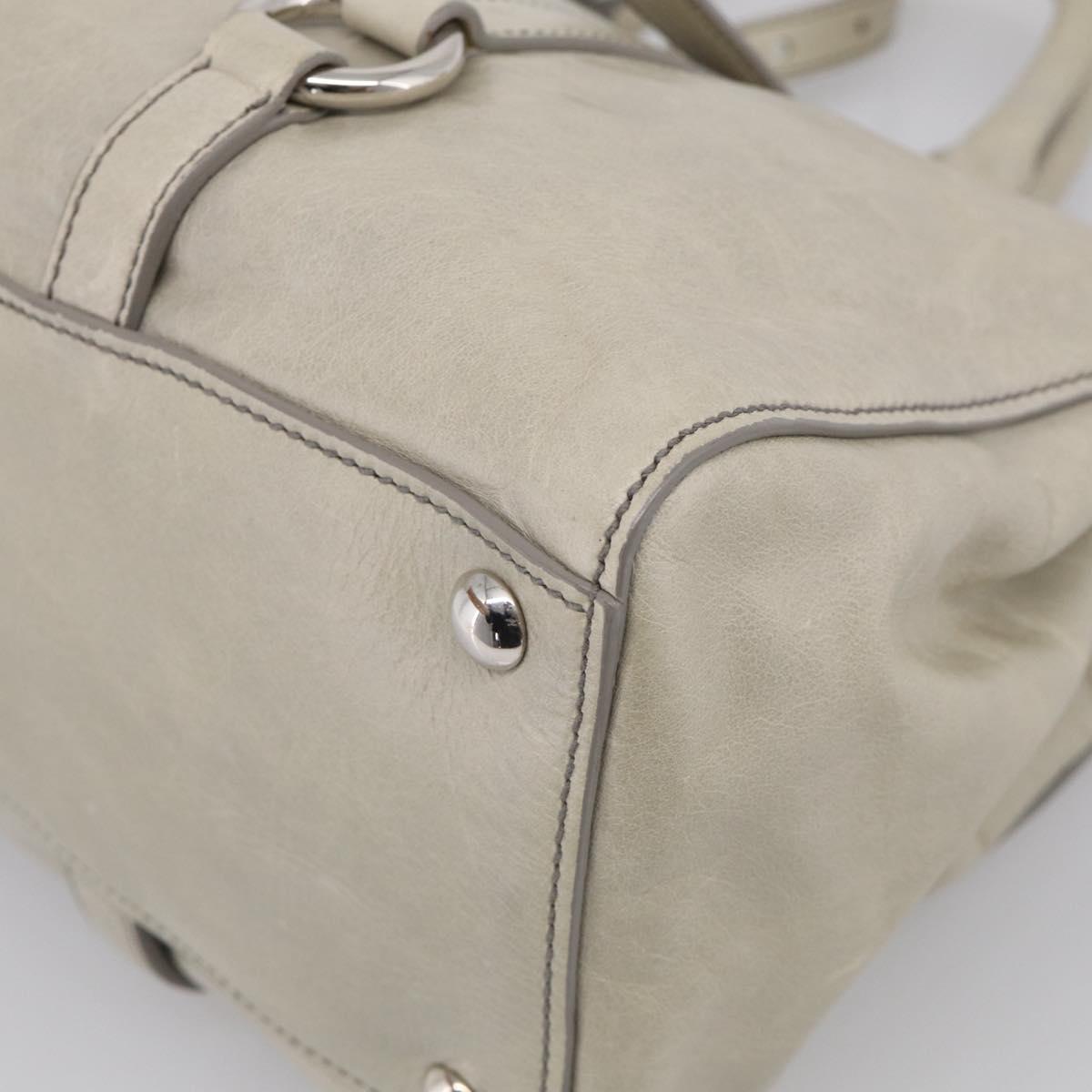 Miu Miu Tote Bag Leather Gray Silver Auth am13037V
