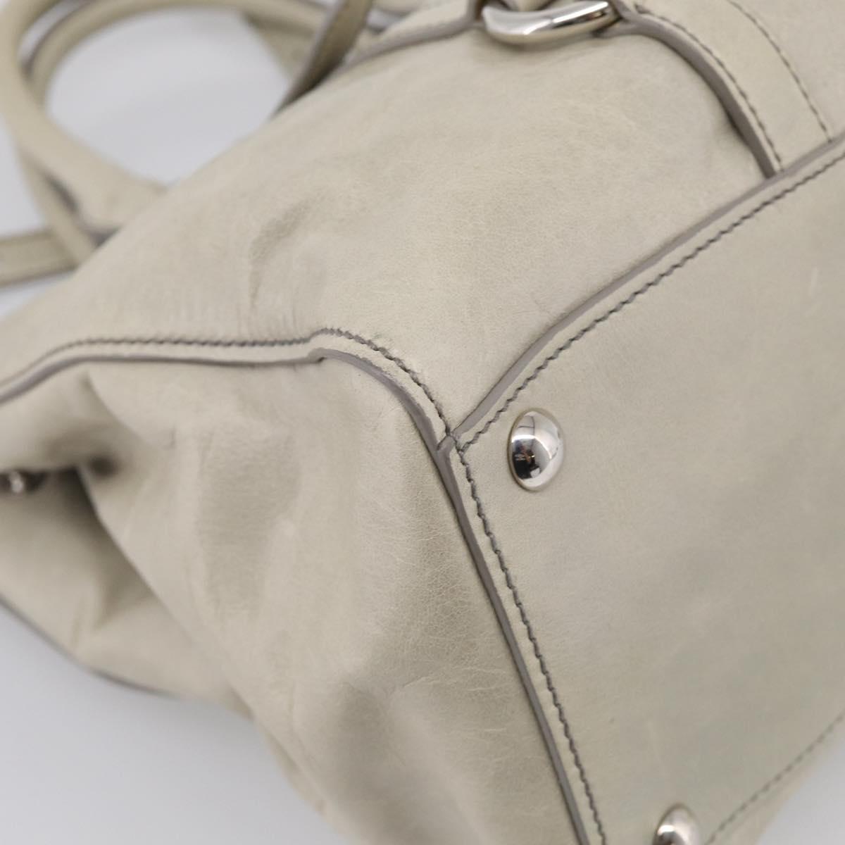 Miu Miu Tote Bag Leather Gray Silver Auth am13037V