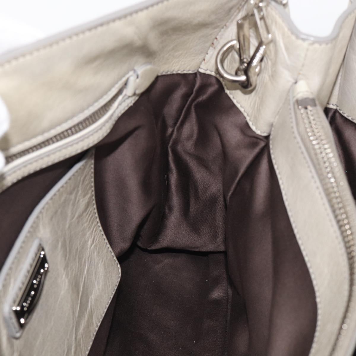 Miu Miu Tote Bag Leather Gray Silver Auth am13037V