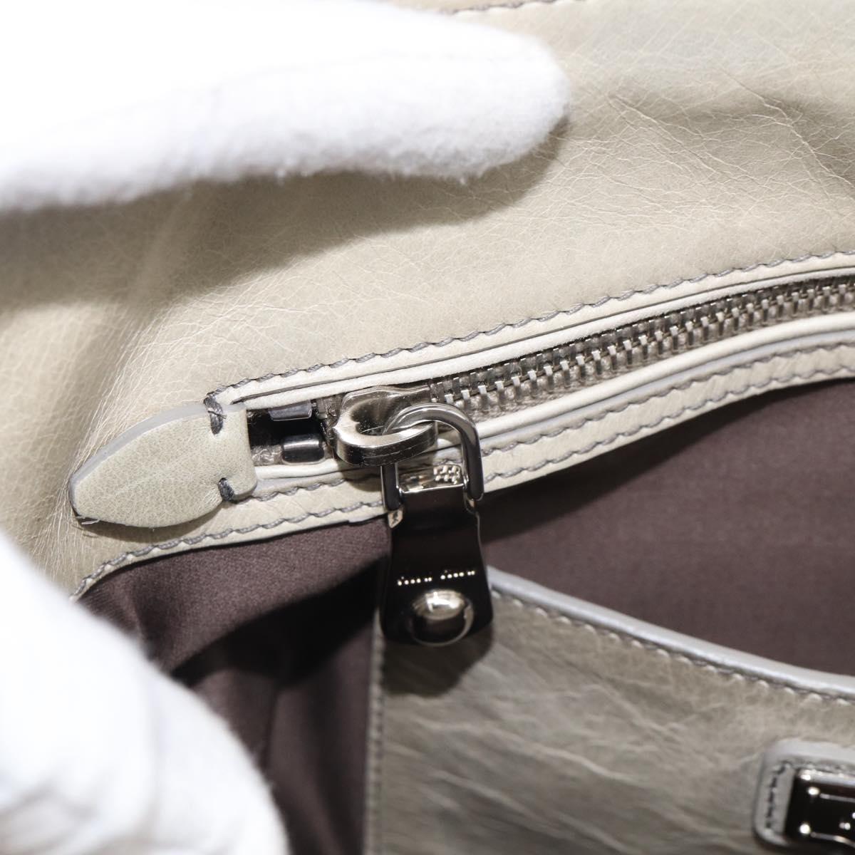 Miu Miu Tote Bag Leather Gray Silver Auth am13037V