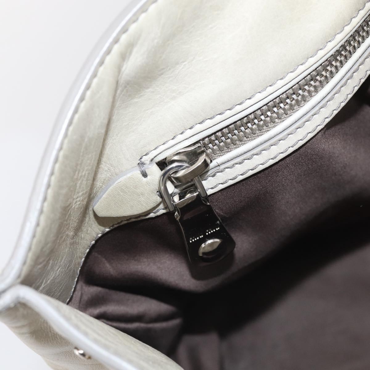 Miu Miu Tote Bag Leather Gray Silver Auth am13037V