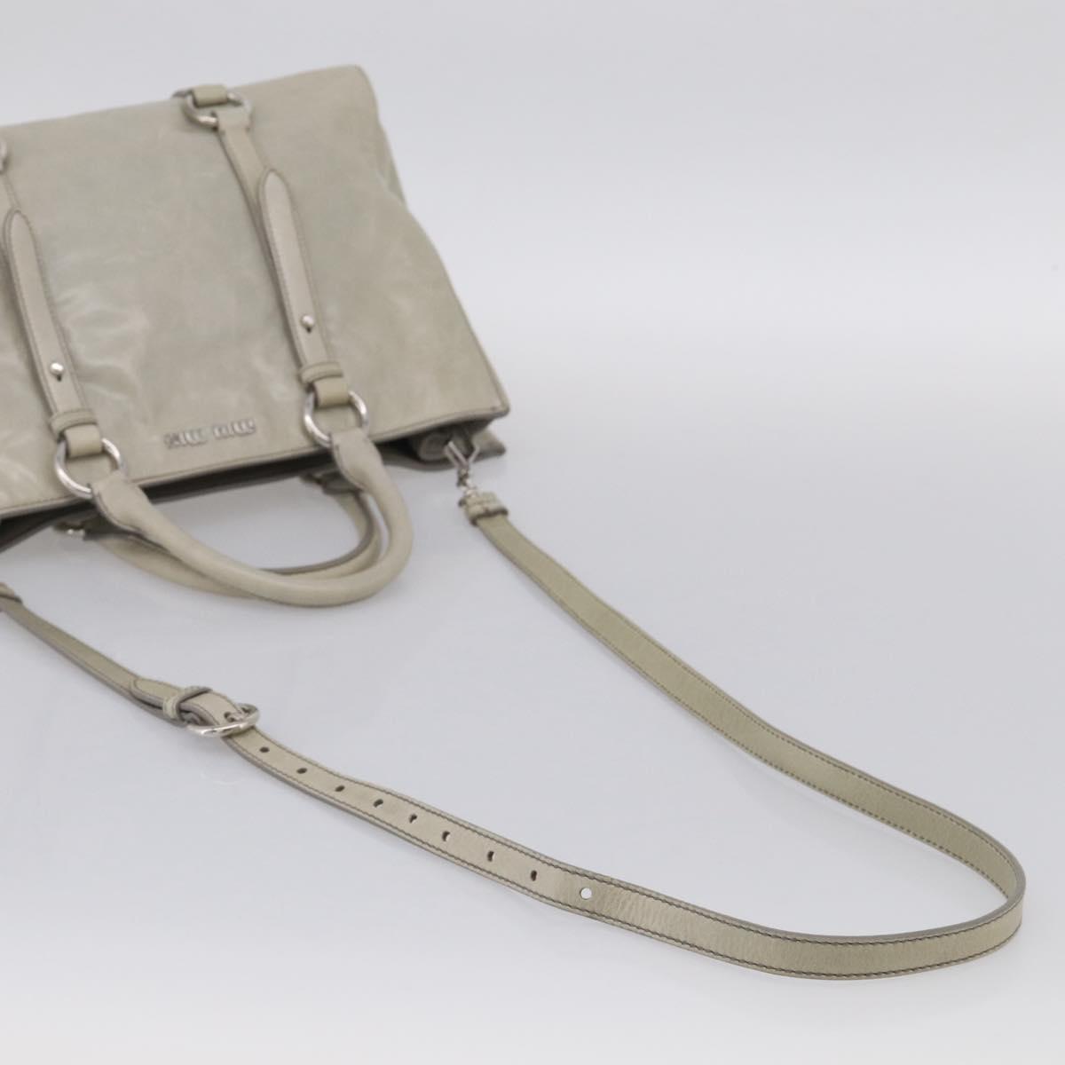 Miu Miu Tote Bag Leather Gray Silver Auth am13037V