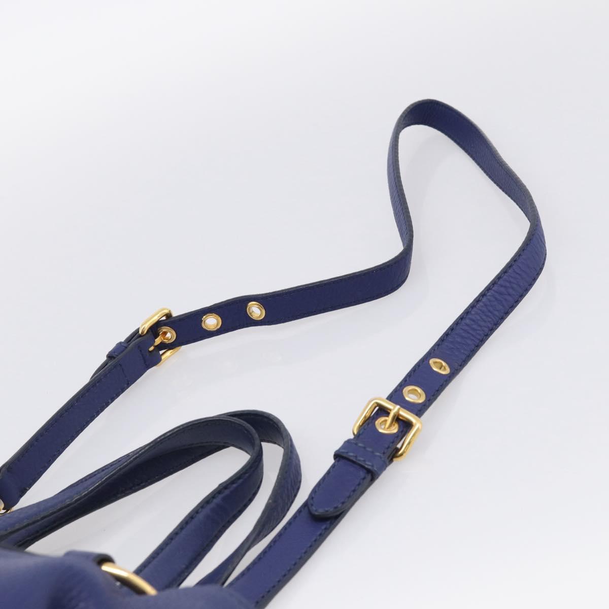 Miu Miu Vittello Caribbean Tote Bag Leather 2way Blue Gold Tone Auth am13039V