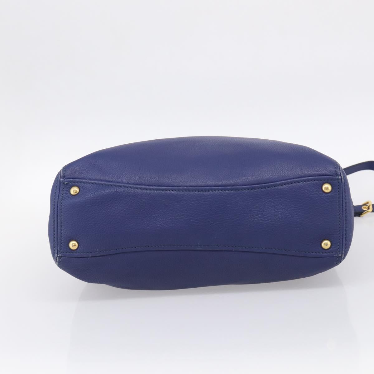 Miu Miu Vittello Caribbean Tote Bag Leather 2way Blue Gold Tone Auth am13039V