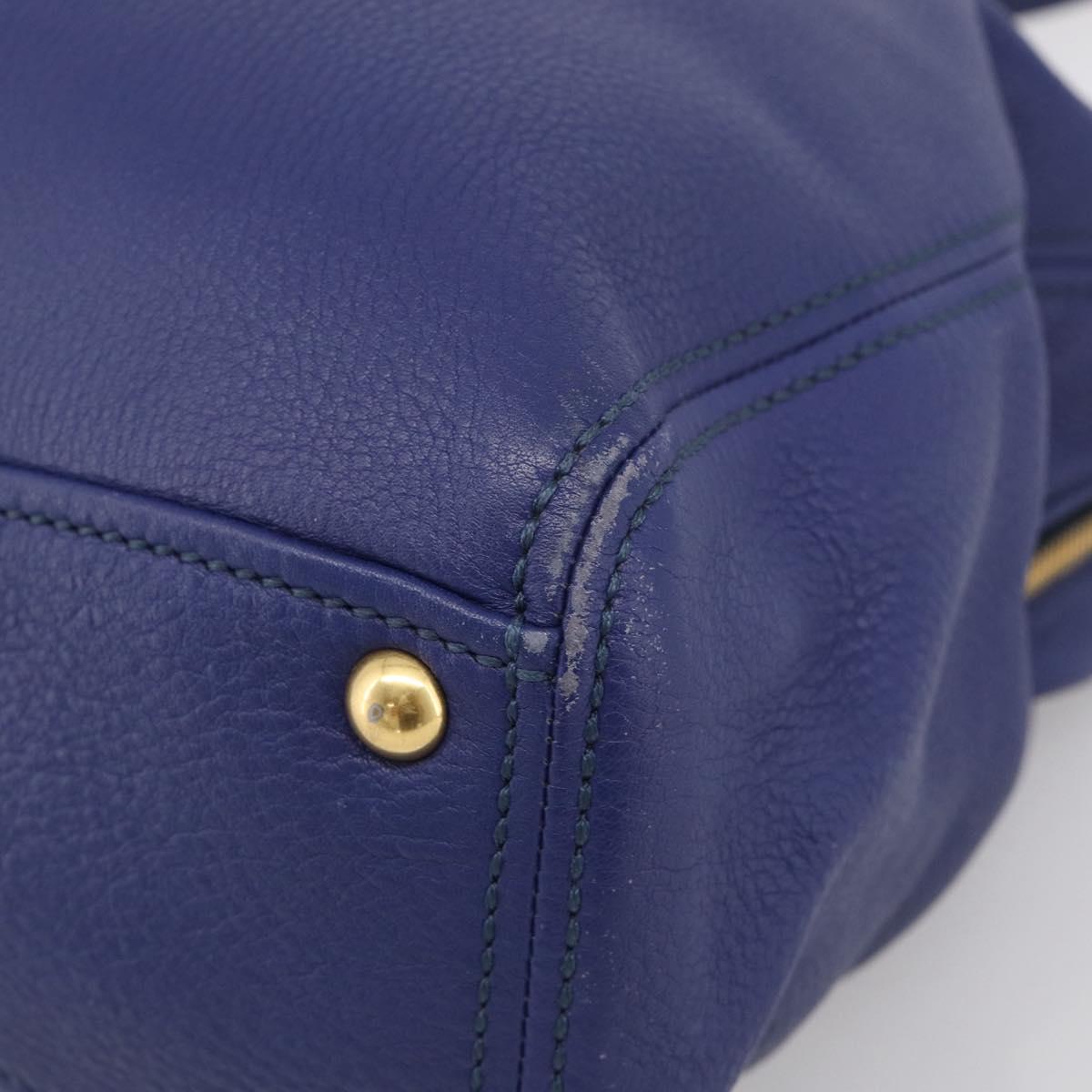 Miu Miu Vittello Caribbean Tote Bag Leather 2way Blue Gold Tone Auth am13039V