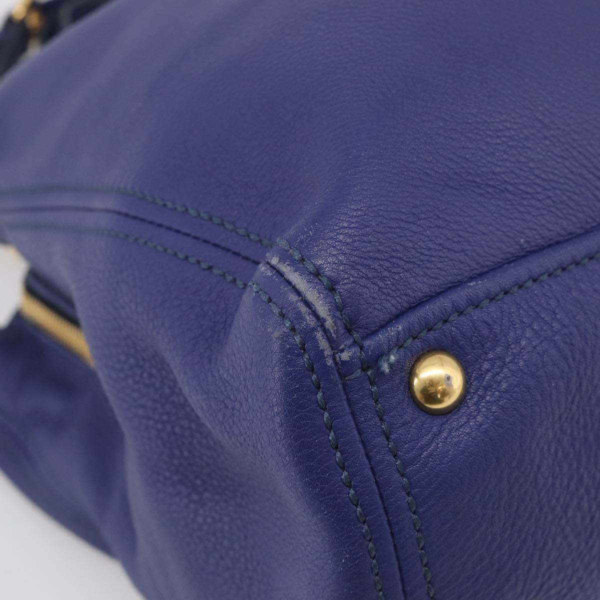 Miu Miu Vittello Caribbean Tote Bag Leather 2way Blue Gold Tone Auth am13039V