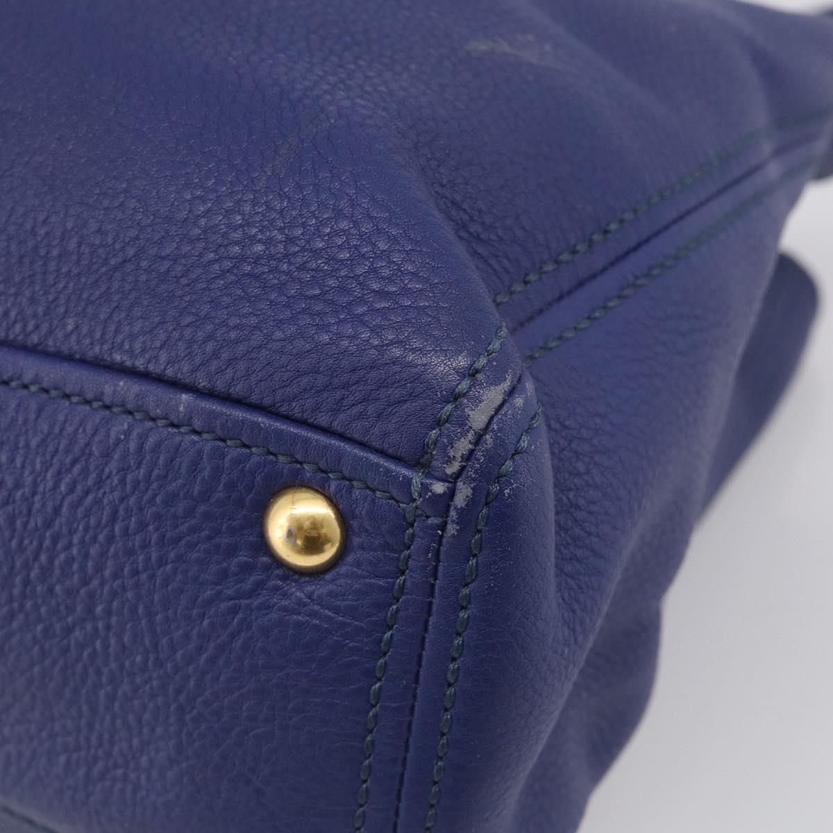 Miu Miu Vittello Caribbean Tote Bag Leather 2way Blue Gold Tone Auth am13039V