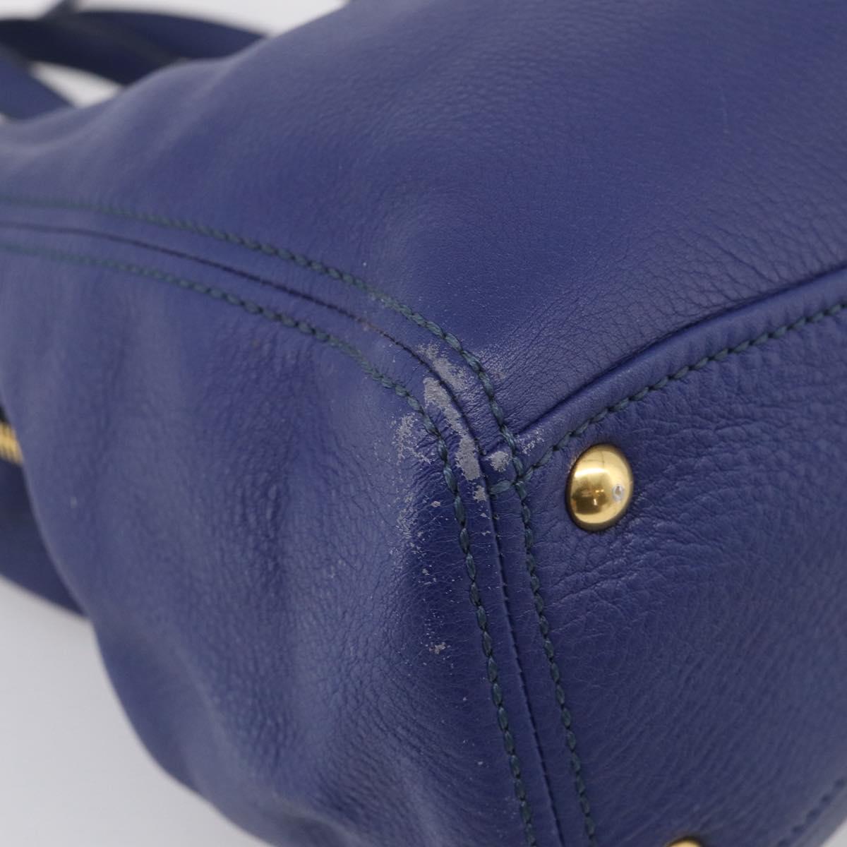 Miu Miu Vittello Caribbean Tote Bag Leather 2way Blue Gold Tone Auth am13039V