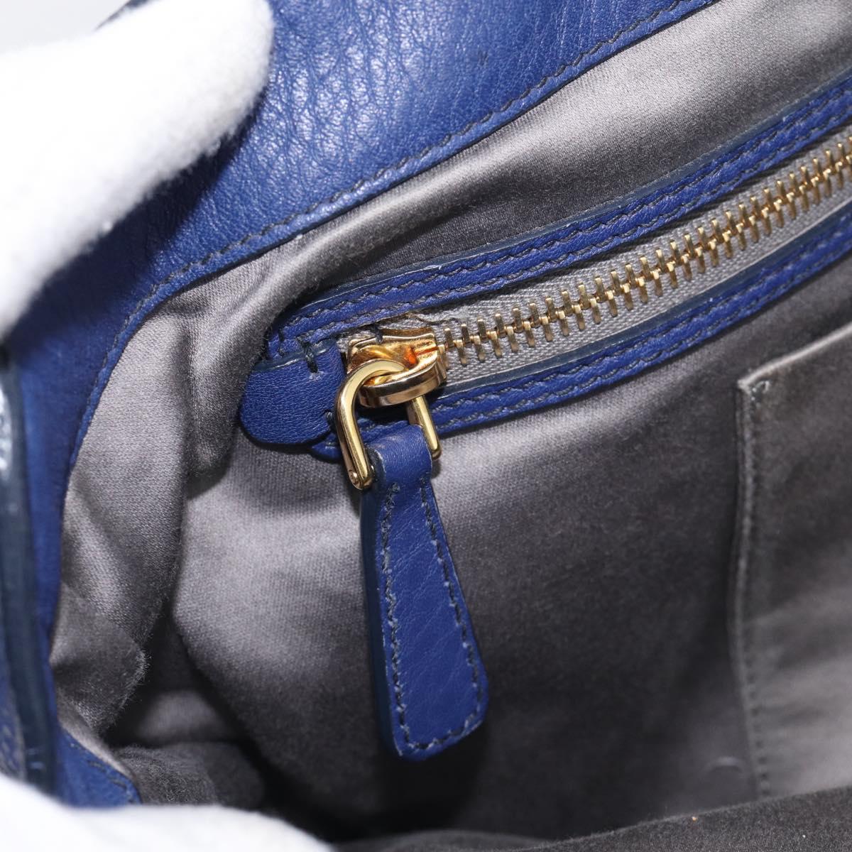 Miu Miu Vittello Caribbean Tote Bag Leather 2way Blue Gold Tone Auth am13039V