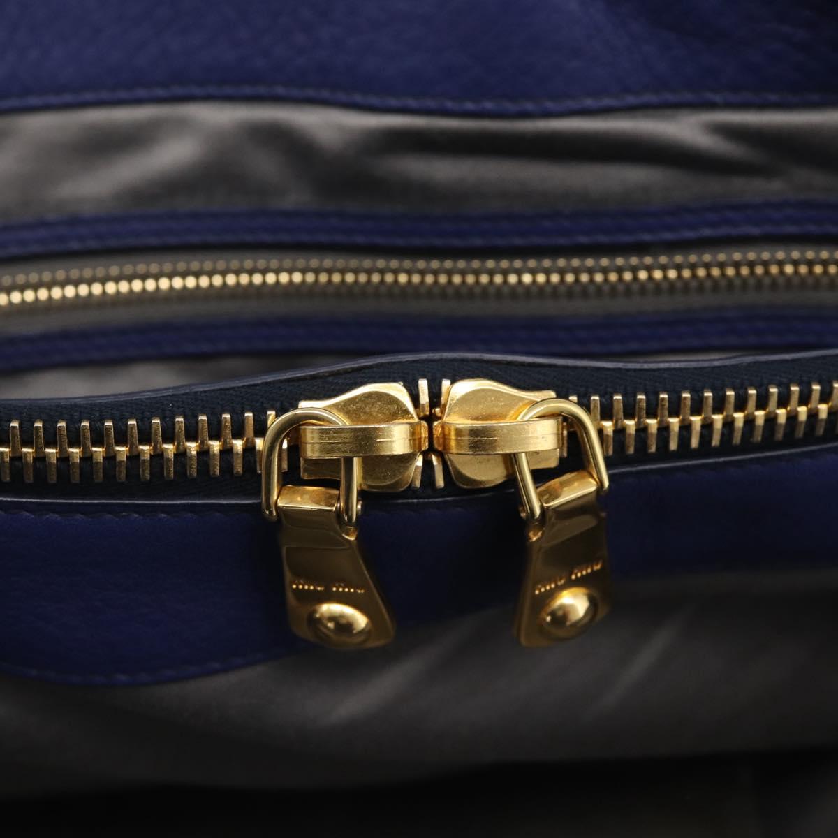 Miu Miu Vittello Caribbean Tote Bag Leather 2way Blue Gold Tone Auth am13039V