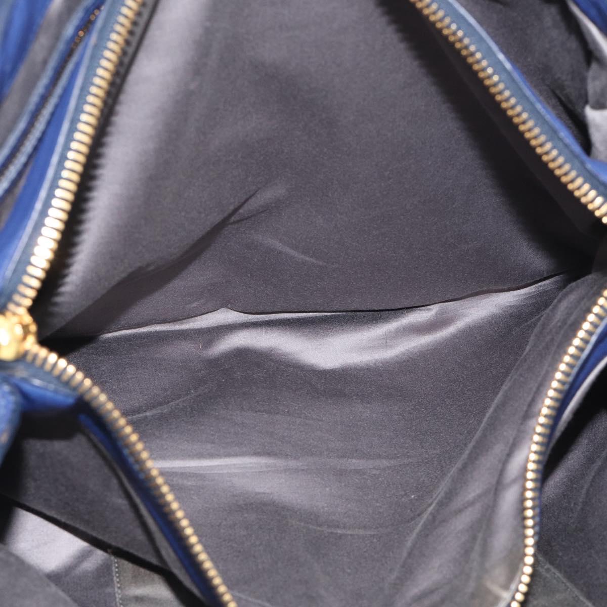 Miu Miu Vittello Caribbean Tote Bag Leather 2way Blue Gold Tone Auth am13039V
