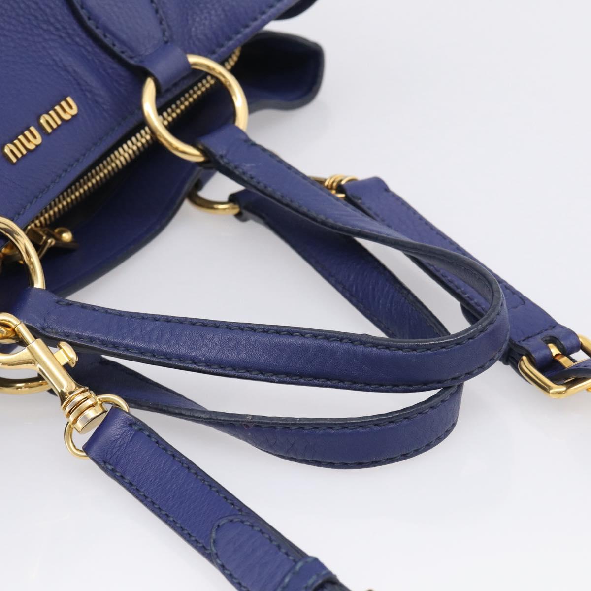 Miu Miu Vittello Caribbean Tote Bag Leather 2way Blue Gold Tone Auth am13039V