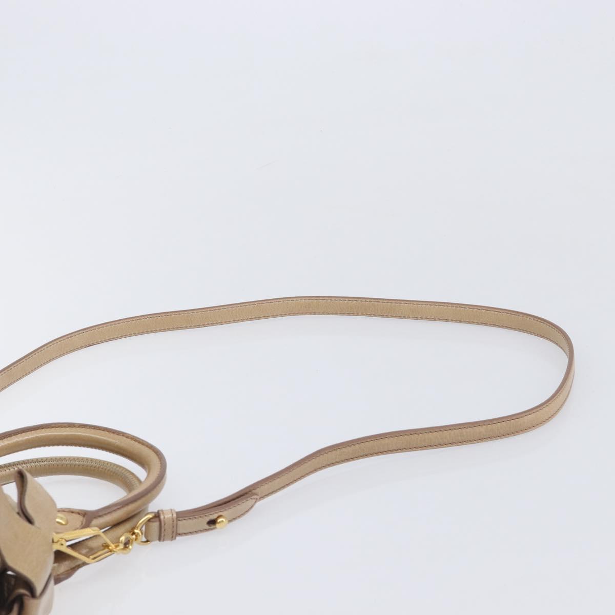 Miu Miu Side Ribbon Hand Bag Leather Beige Gold Tone Auth am13045V