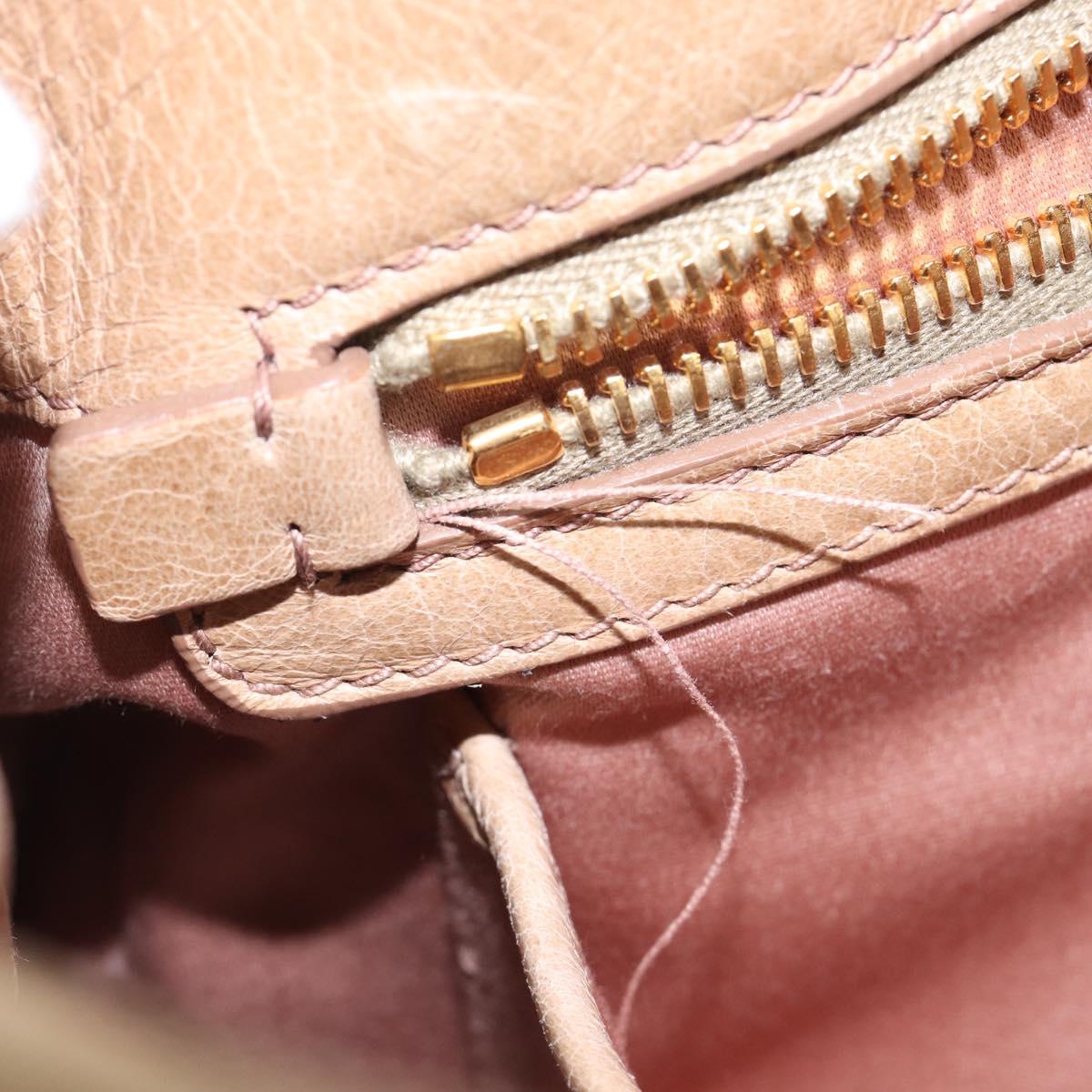 Miu Miu Side Ribbon Hand Bag Leather Beige Gold Tone Auth am13045V