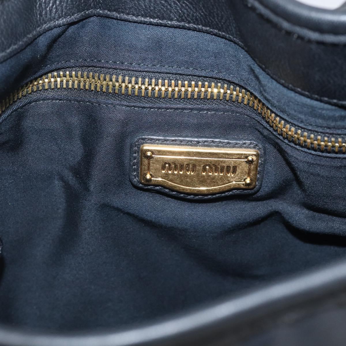 Miu Miu Matelasse Lady Rock Hand Bag Leather Black Gold Tone Auth am13047V