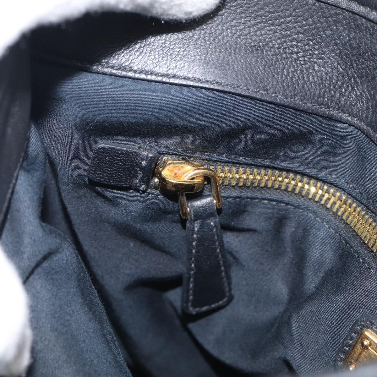 Miu Miu Matelasse Lady Rock Hand Bag Leather Black Gold Tone Auth am13047V