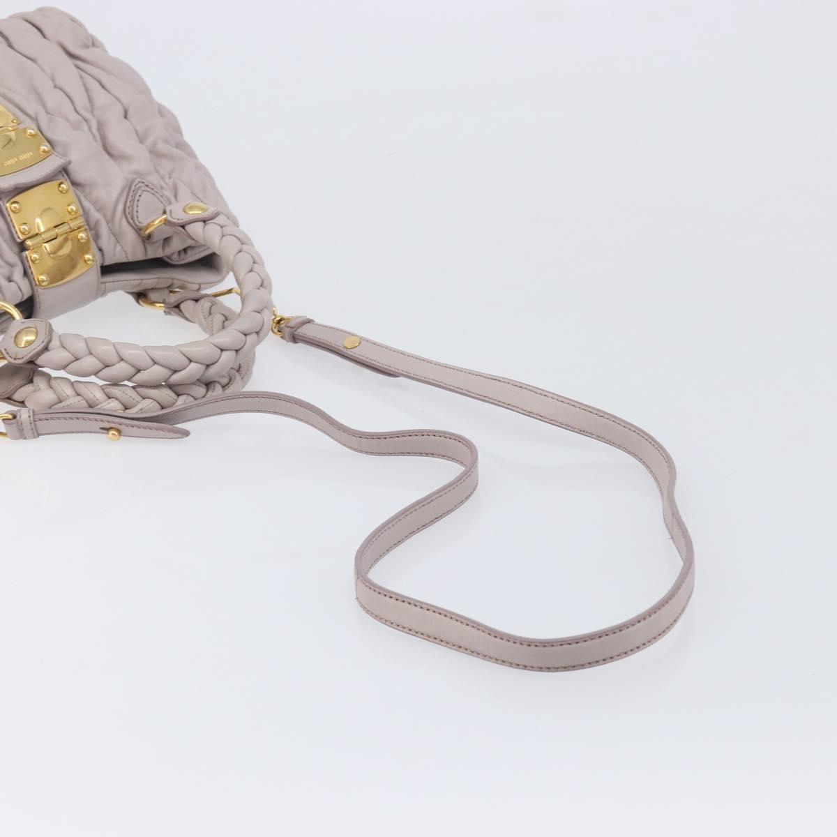 Miu Miu Matelasse Lady Lock Shoulder Hand Bag Leather Beige Gold Auth am13048V