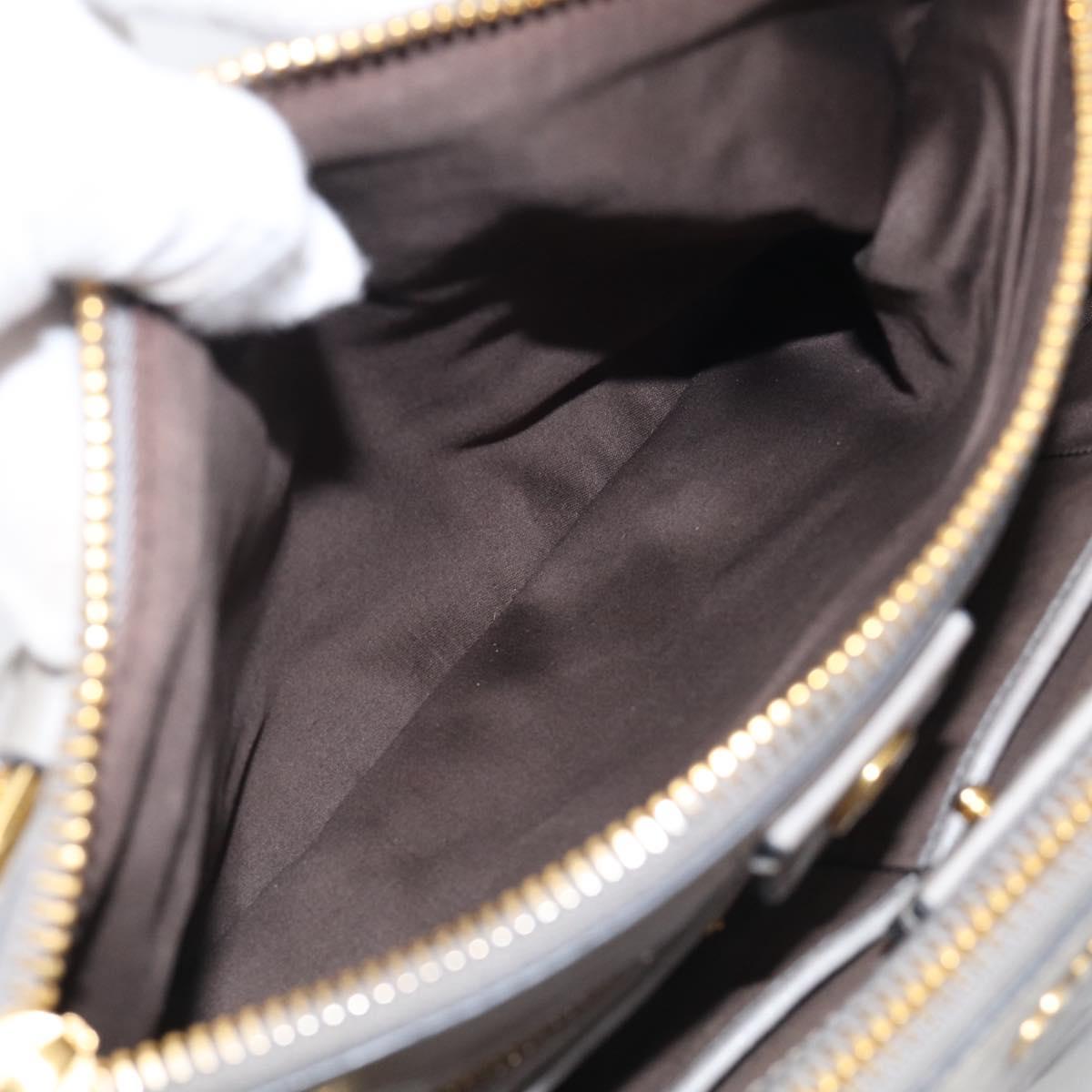 Miu Miu Vitterodino Side Ribbon Hand Bag Leather Gray Gold RN0893 Auth am13049V