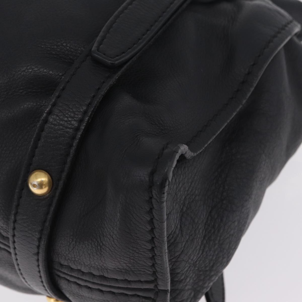 Miu Miu Side Ribbon Shoulder Bag Leather Black Gold Tone Auth am13050V