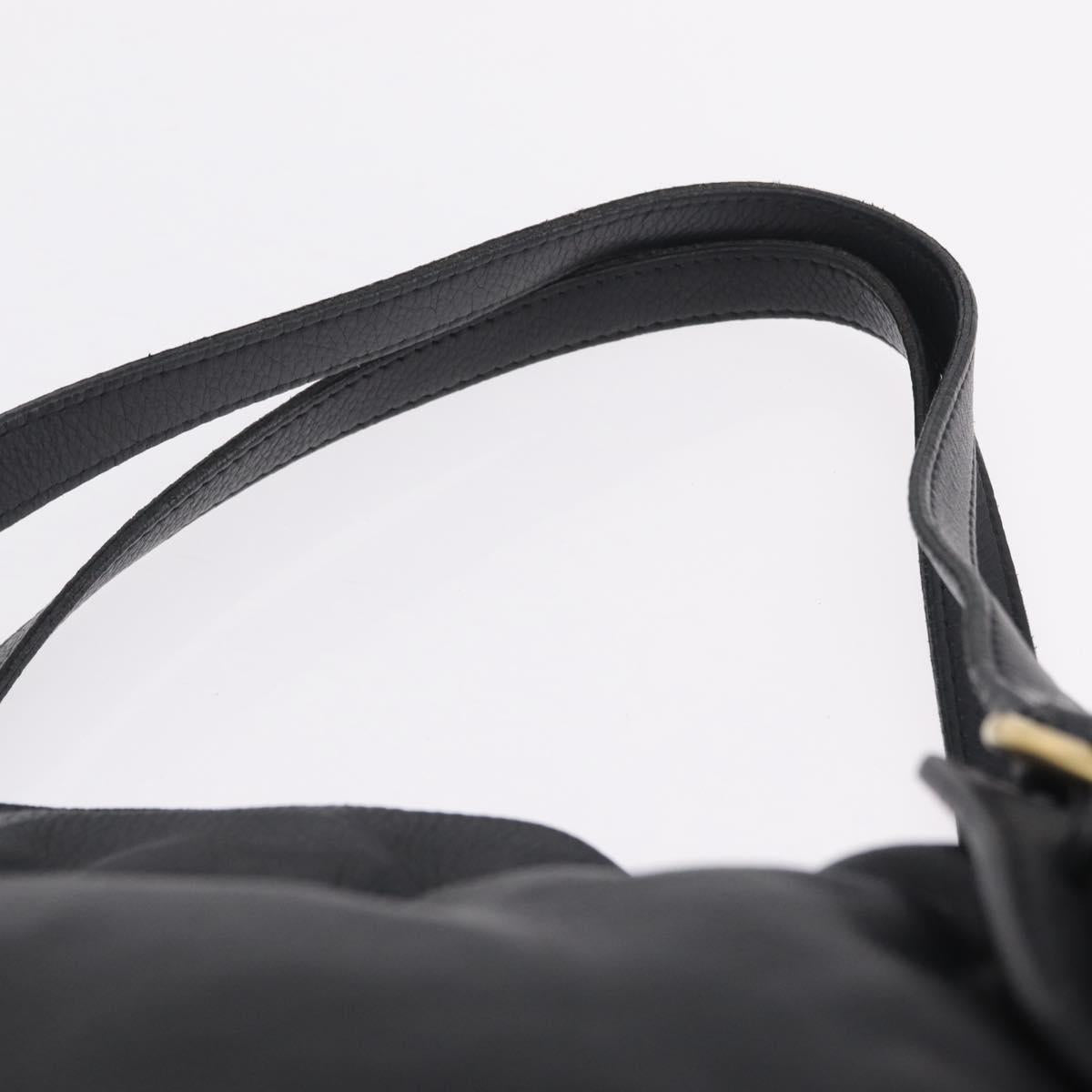 Miu Miu Side Ribbon Shoulder Bag Leather Black Gold Tone Auth am13050V