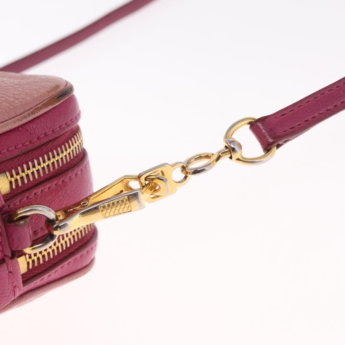 Miu Miu Shoulder Bag Leather Pink Gold Tone Auth am13053A
