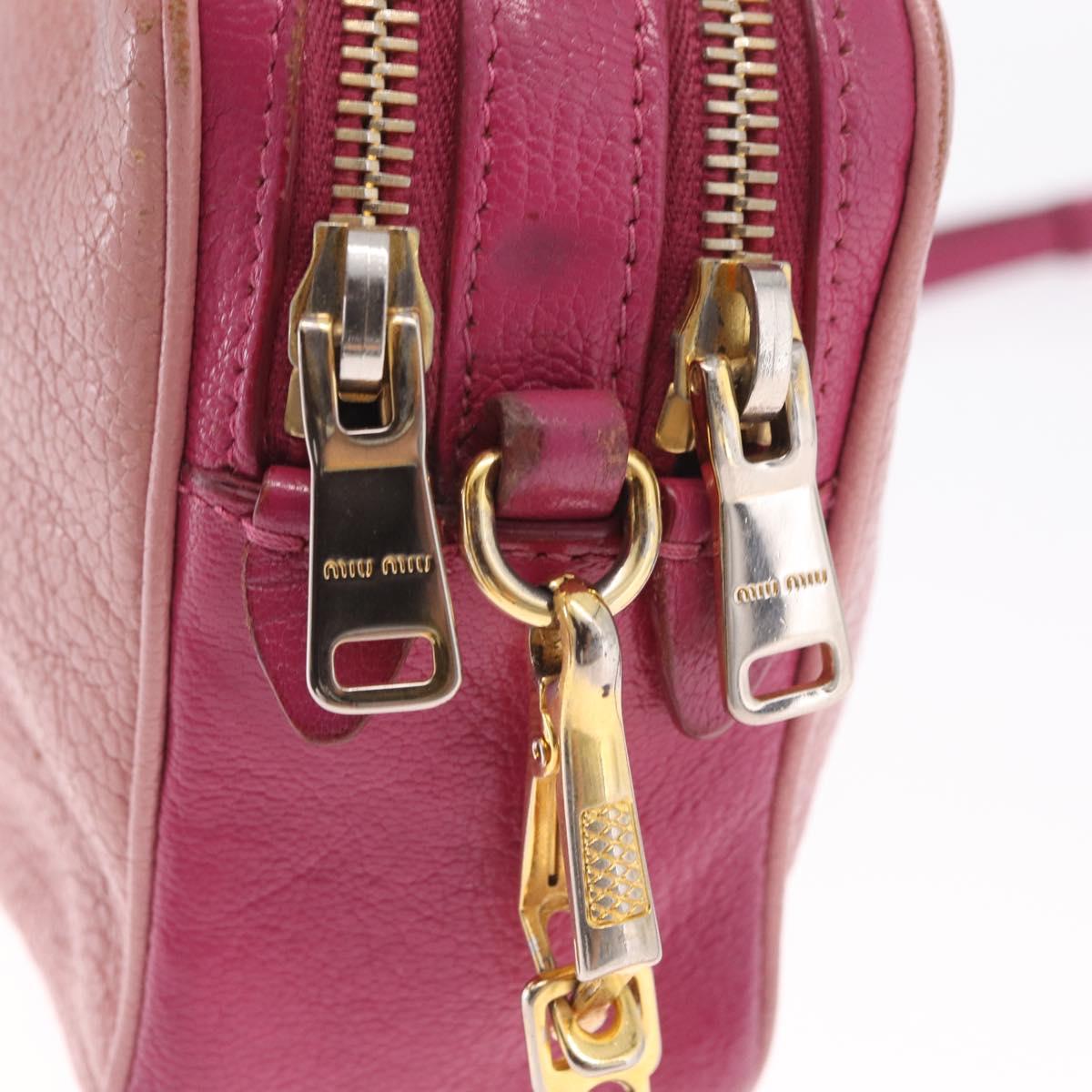 Miu Miu Shoulder Bag Leather Pink Gold Tone Auth am13053A