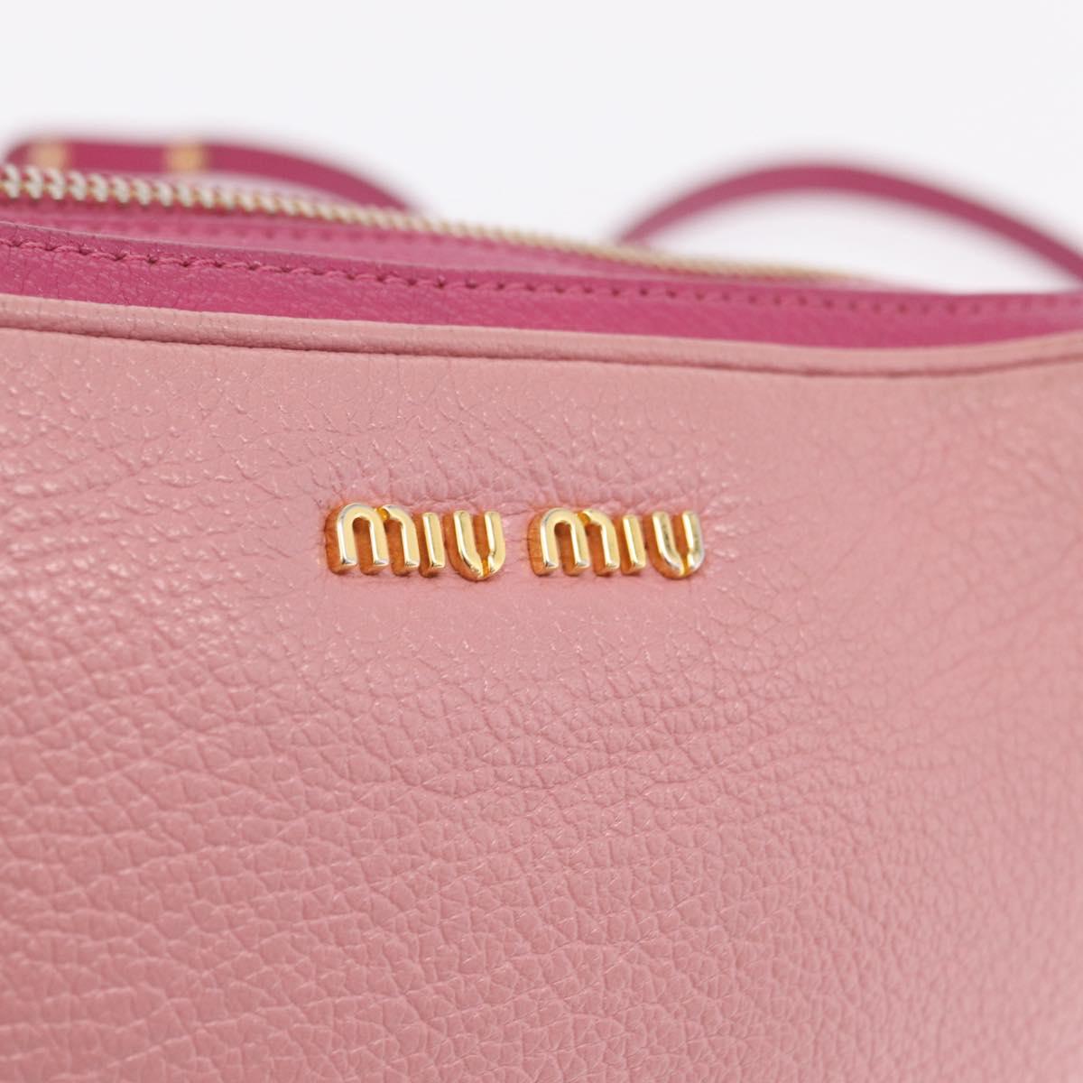 Miu Miu Shoulder Bag Leather Pink Gold Tone Auth am13053A