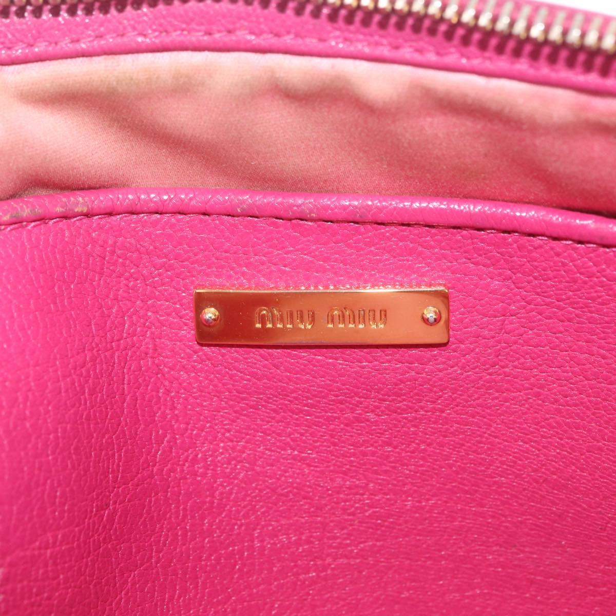 Miu Miu Shoulder Bag Leather Pink Gold Tone Auth am13053A