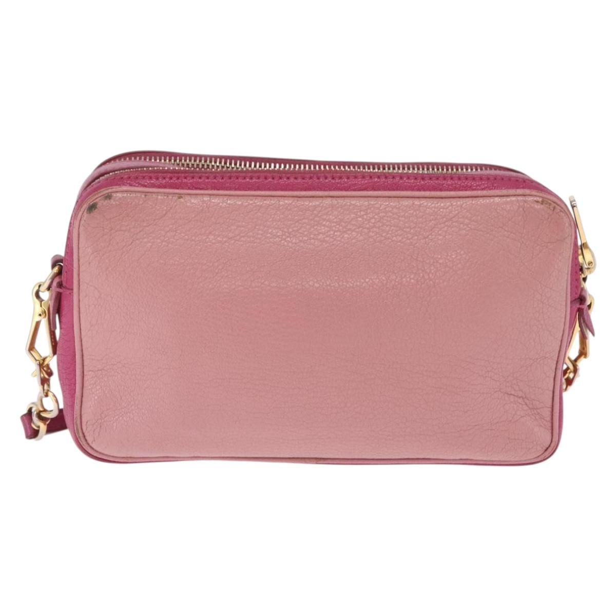 Miu Miu Shoulder Bag Leather Pink Gold Tone Auth am13053A