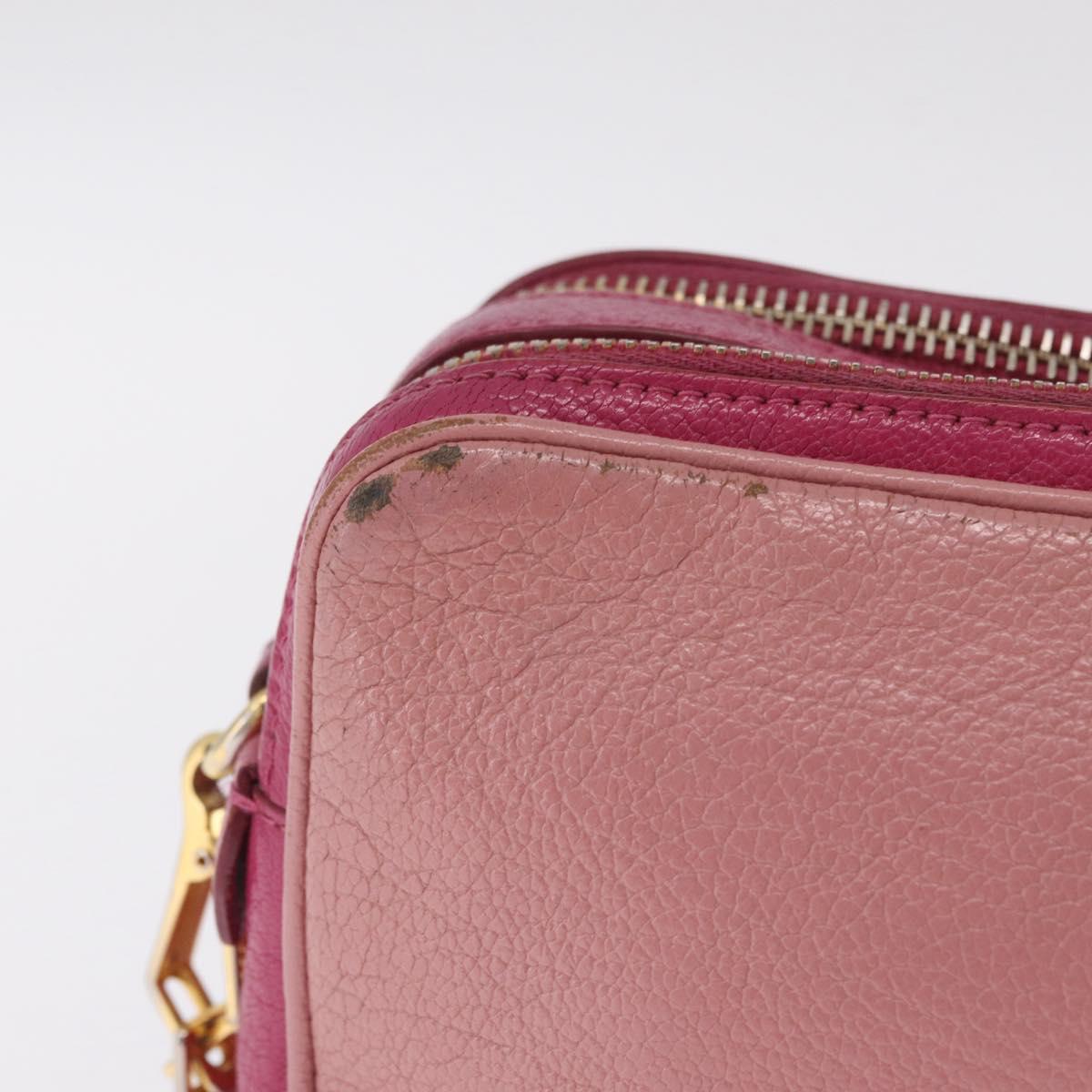 Miu Miu Shoulder Bag Leather Pink Gold Tone Auth am13053A