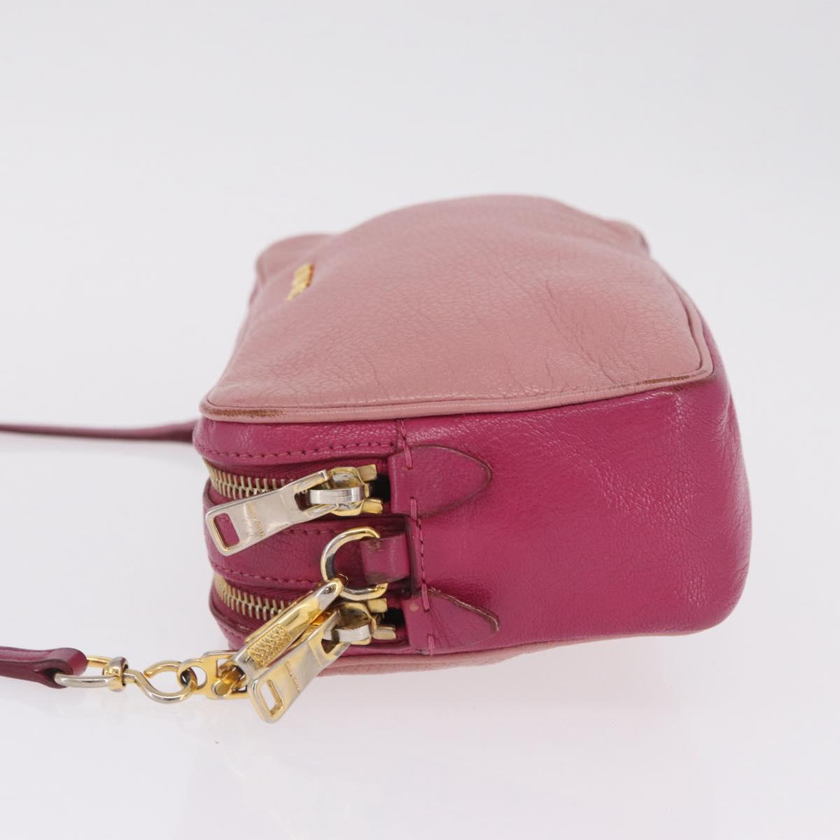 Miu Miu Shoulder Bag Leather Pink Gold Tone Auth am13053A