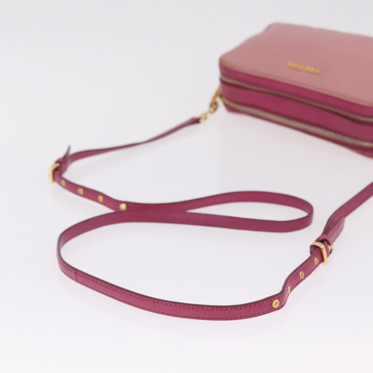 Miu Miu Shoulder Bag Leather Pink Gold Tone Auth am13053A