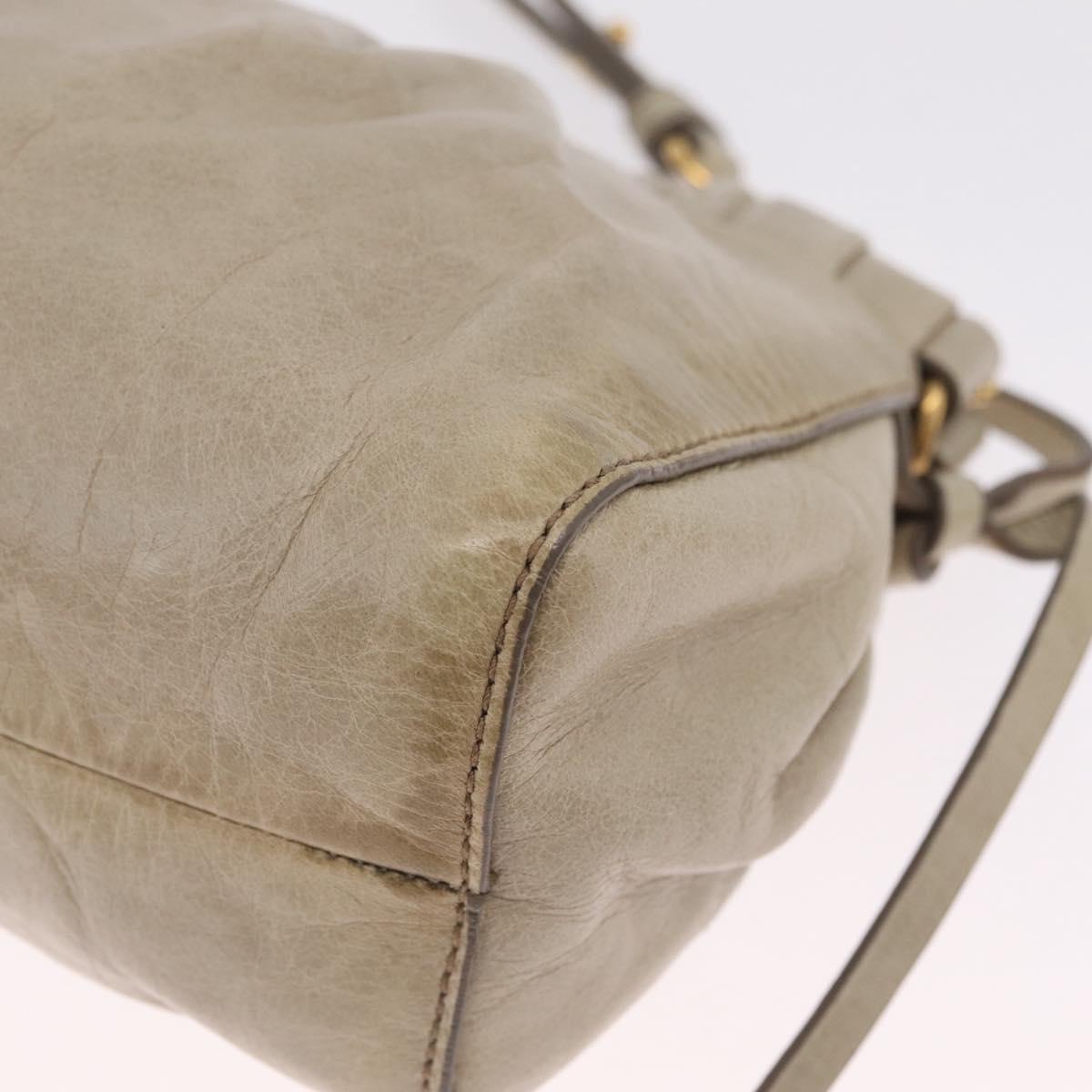 Miu Miu Shoulder Bag Leather Beige Gold Tone Auth am13054A