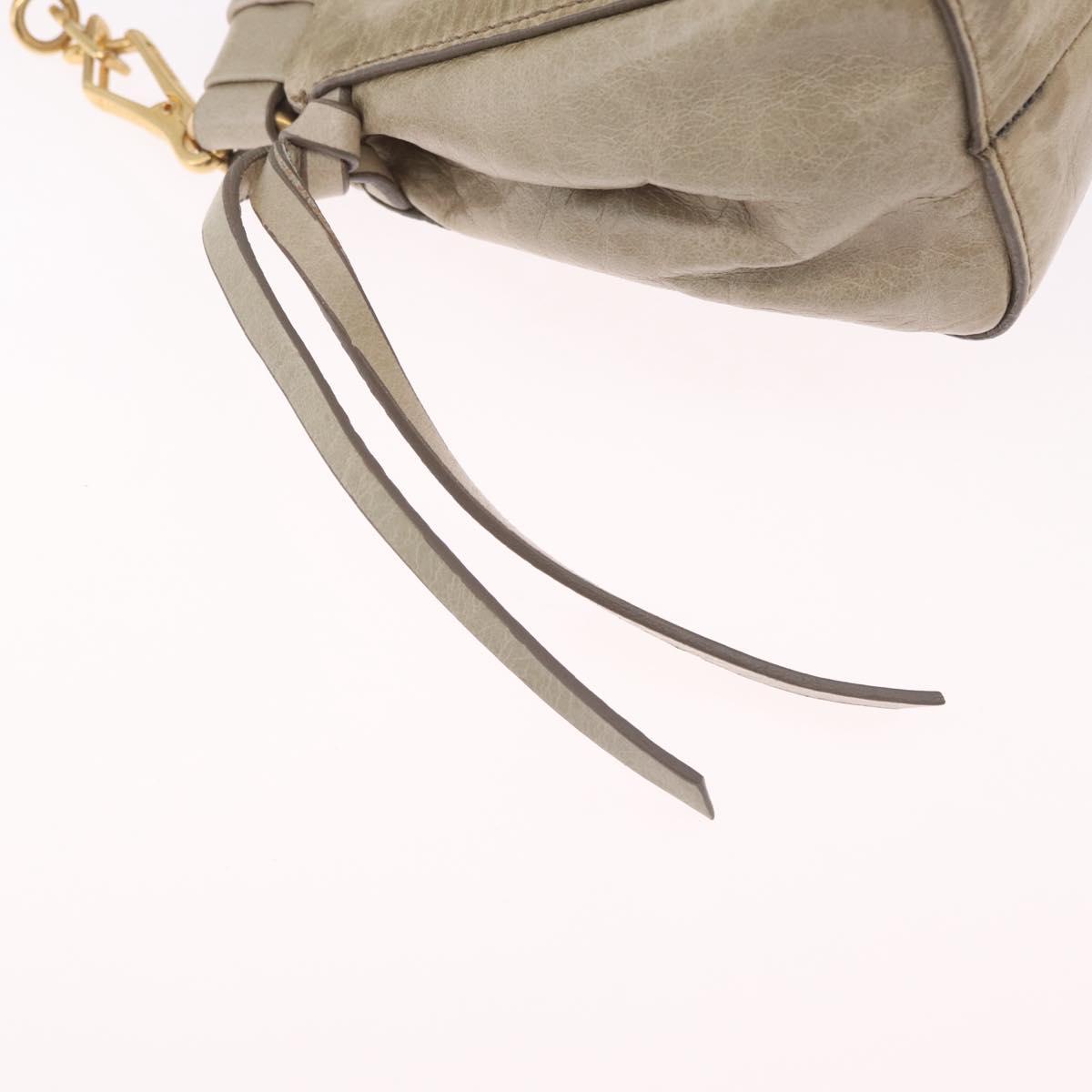 Miu Miu Shoulder Bag Leather Beige Gold Tone Auth am13054A