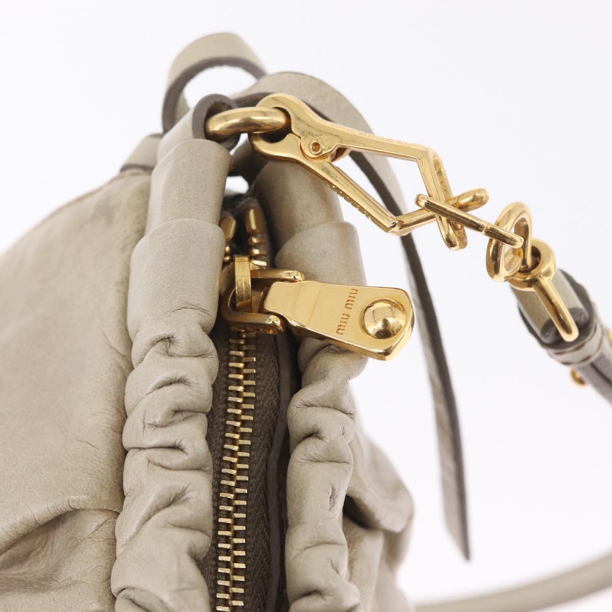Miu Miu Shoulder Bag Leather Beige Gold Tone Auth am13054A