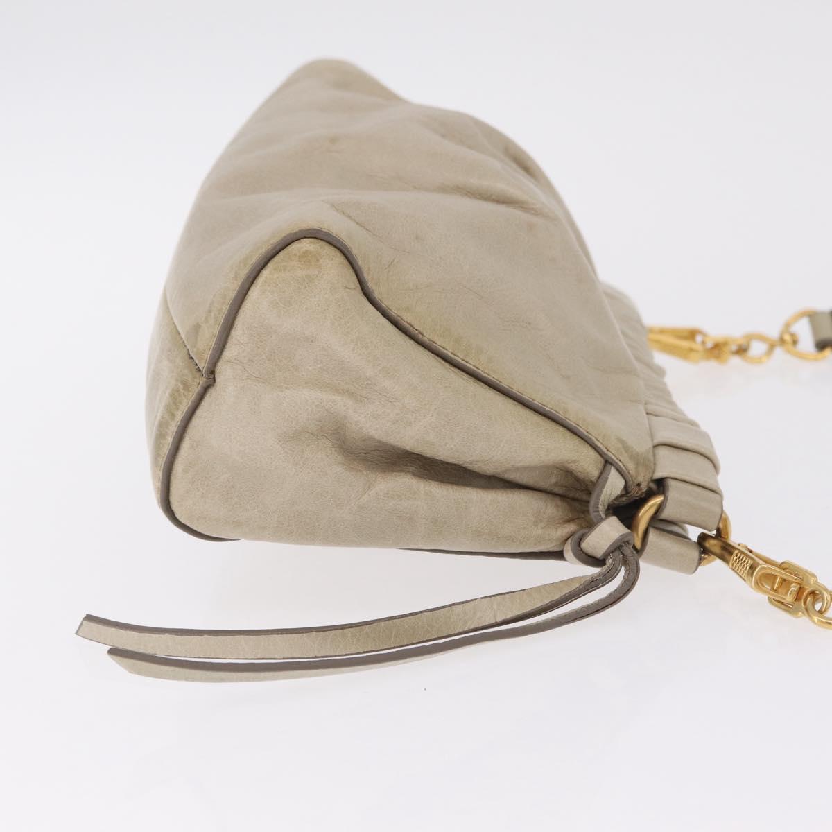 Miu Miu Shoulder Bag Leather Beige Gold Tone Auth am13054A