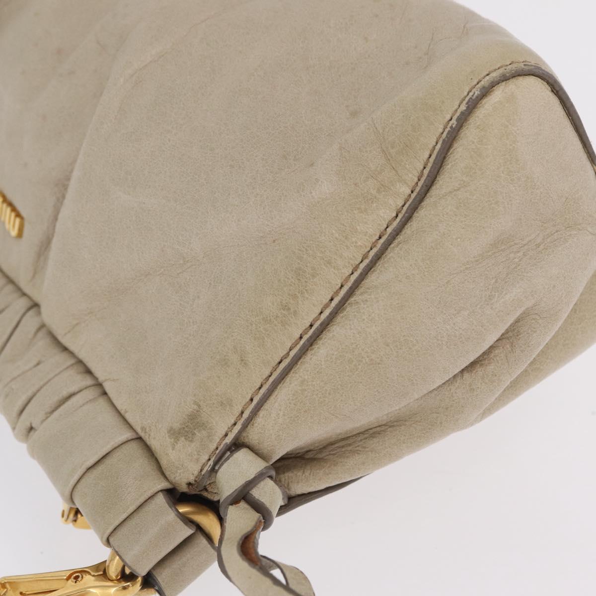 Miu Miu Shoulder Bag Leather Beige Gold Tone Auth am13054A