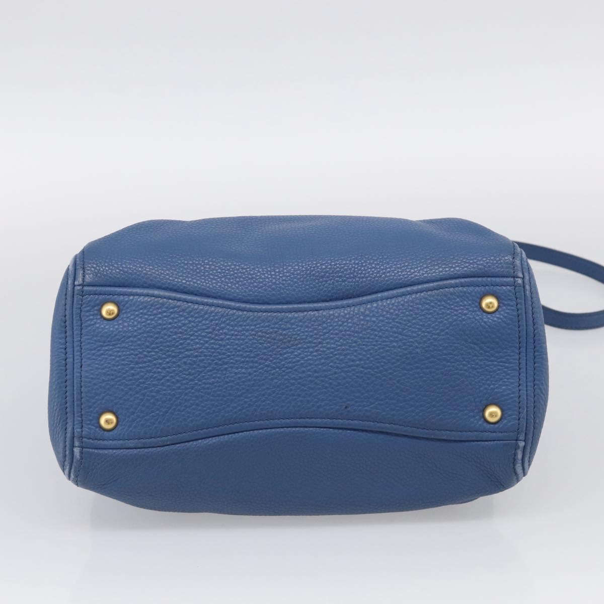 Miu Miu Vittello Caribbean Hand Bag Leather Blue Gold Tone RN0757 Auth am13055A