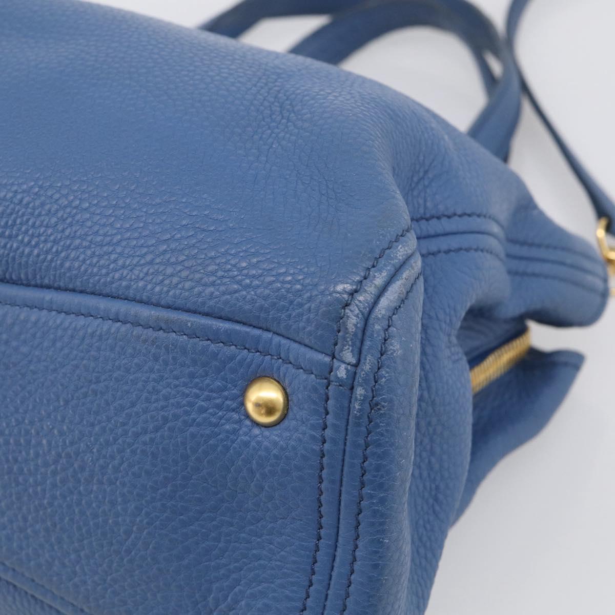 Miu Miu Vittello Caribbean Hand Bag Leather Blue Gold Tone RN0757 Auth am13055A