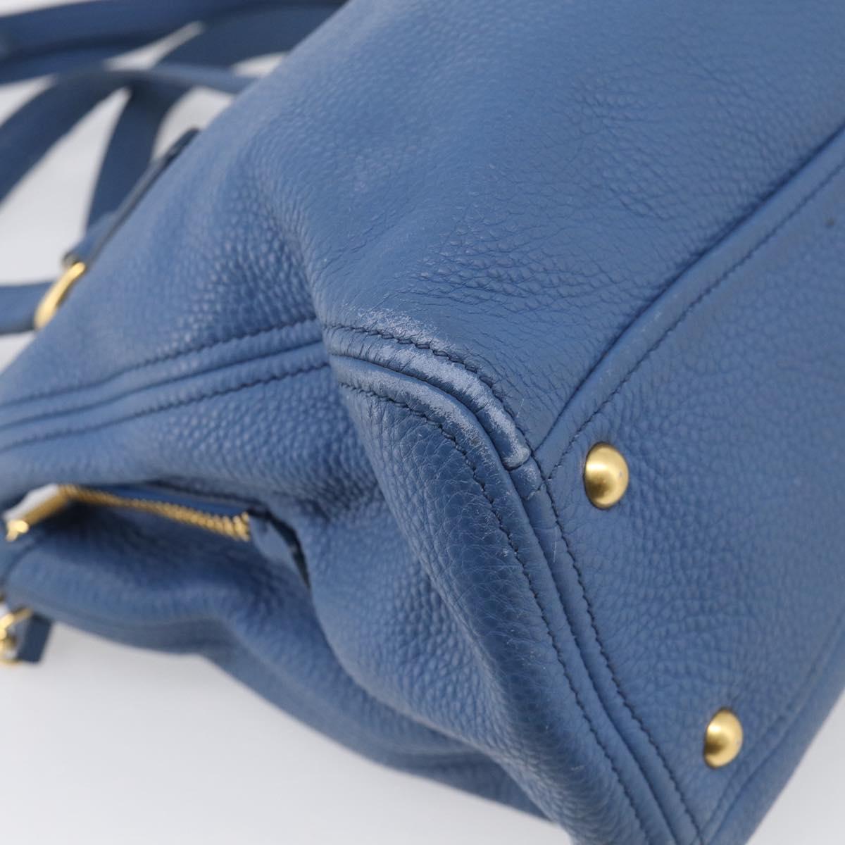 Miu Miu Vittello Caribbean Hand Bag Leather Blue Gold Tone RN0757 Auth am13055A