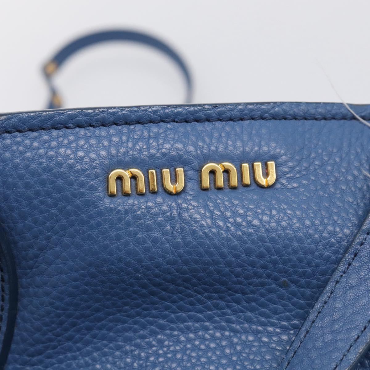 Miu Miu Vittello Caribbean Hand Bag Leather Blue Gold Tone RN0757 Auth am13055A