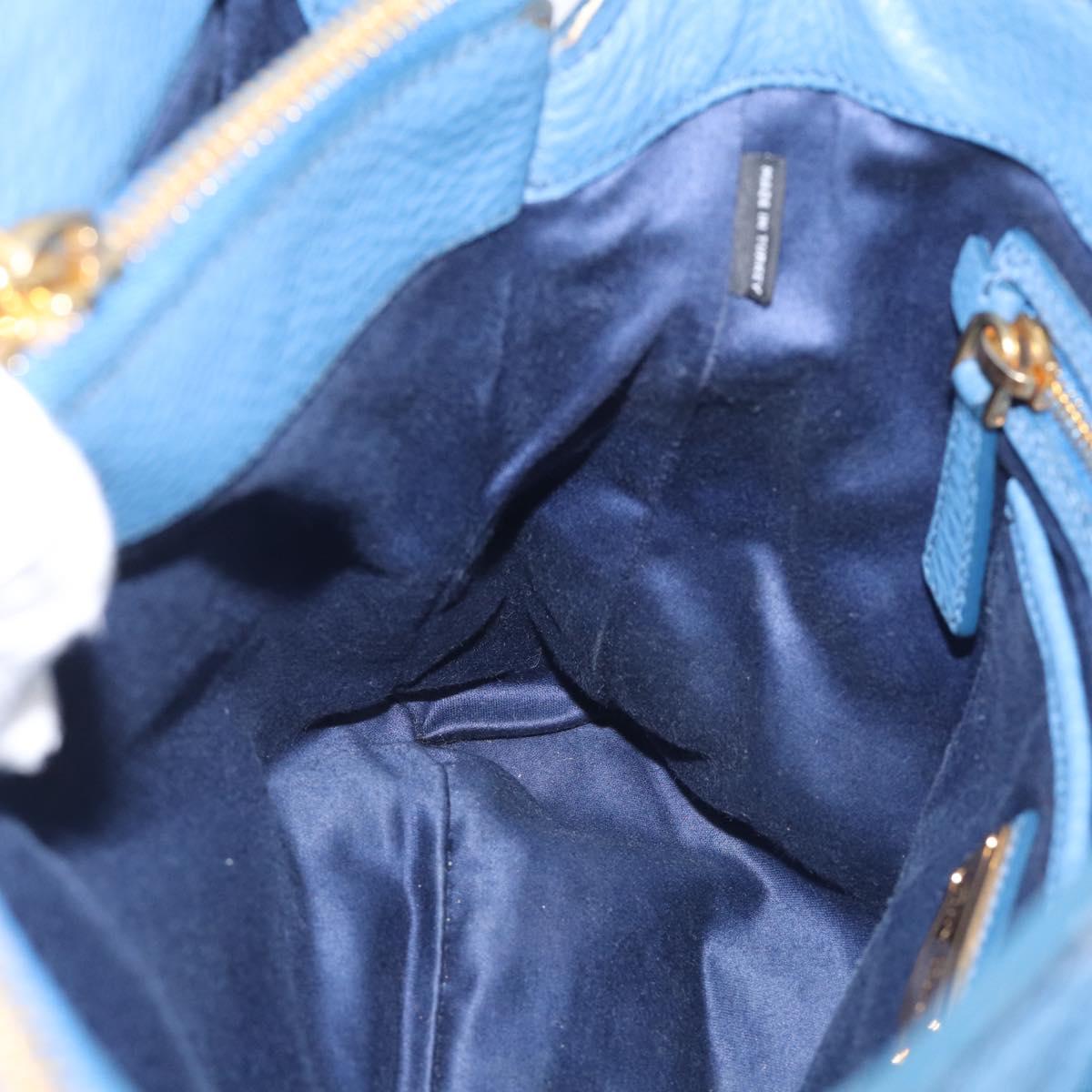 Miu Miu Vittello Caribbean Hand Bag Leather Blue Gold Tone RN0757 Auth am13055A