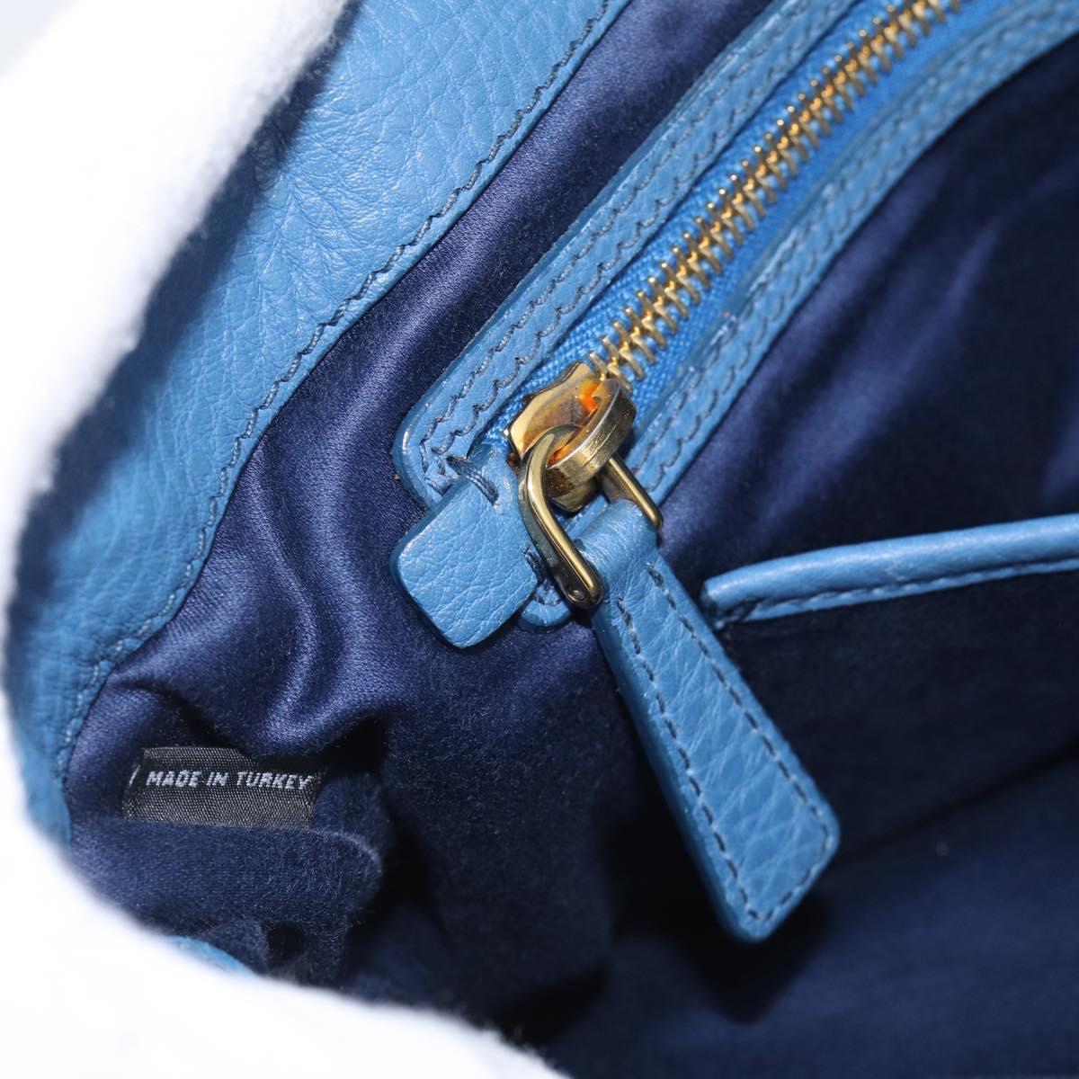 Miu Miu Vittello Caribbean Hand Bag Leather Blue Gold Tone RN0757 Auth am13055A
